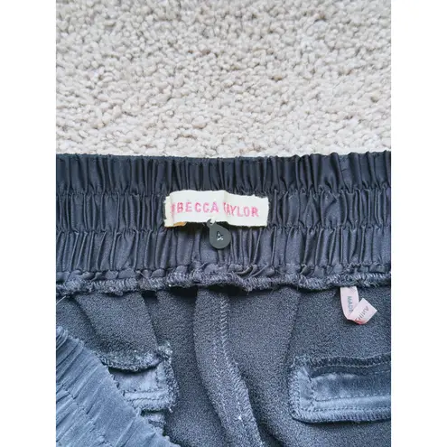 Rebecca Taylor Pull-On Silk Trim Emma Crepe Pant Stretch Black 4 Quiet Luxury