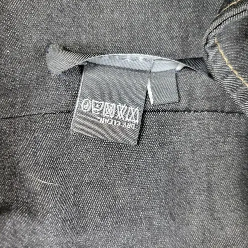 Per Se Full Zip Dress Womens 12 Blue Dark Wash Jean Denim Bodycon Stretch Midi