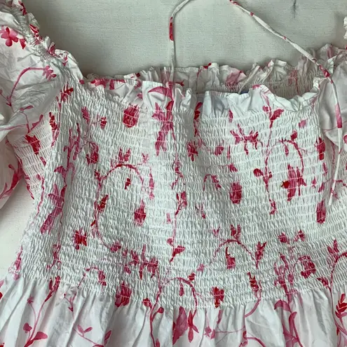Hill House size XL white pink nap dress white pink floral smocked cottage cabin