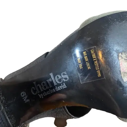 Charles David Gray Suede Leather Cap Toe Ankle Strap Chunky Heels Women Sz 6