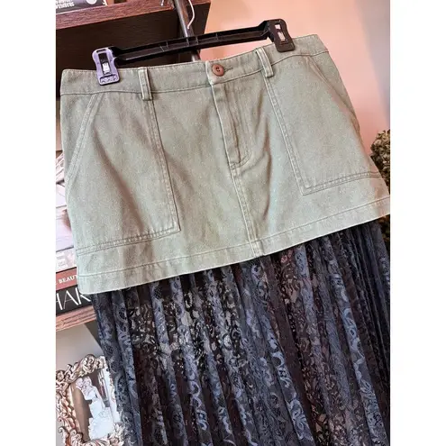 Le Superbe Seventythirty Utility Lace Midi Skirt Kush Womens Size 6 Green - Image 8