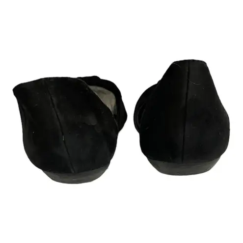 Eileen Fisher  Fuller Suede d'Orsay Flat Black Pointed Toe Leather Shoes 8 EUC