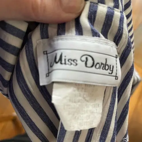 Vintage size 8P double breasted Ms. Dorby pinstripe top and skirt . Blue