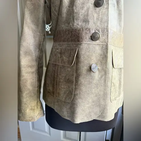 Vintage Anonymous by John Carlisle weathered brown leather blazer, size large