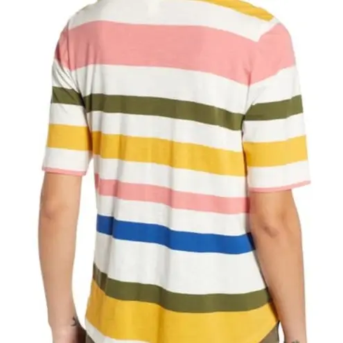 Caslon  Tie Front T-Shirt Ivory with Stripes