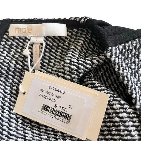 Maje Larza Black White Jacquard Sleeveless Cropped Top Size 1/Small NWT