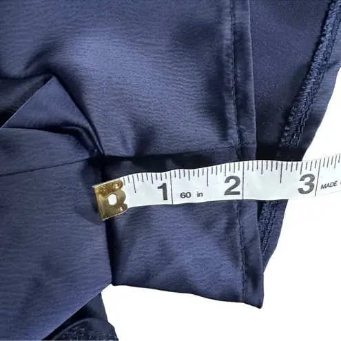 Missguided Tie Front Cutout Satin Navy Blue Shorts Romper Sz 8