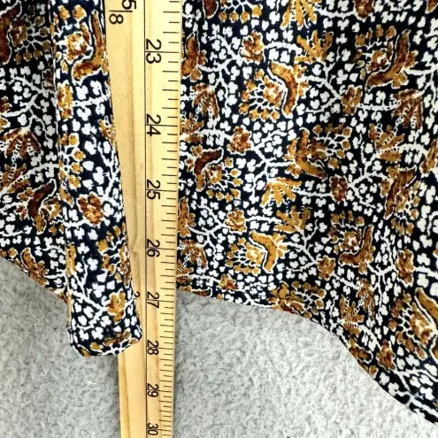 Wonderly Top Womens Large Brown Floral Long Sleeve Square Neck Dark Feminine