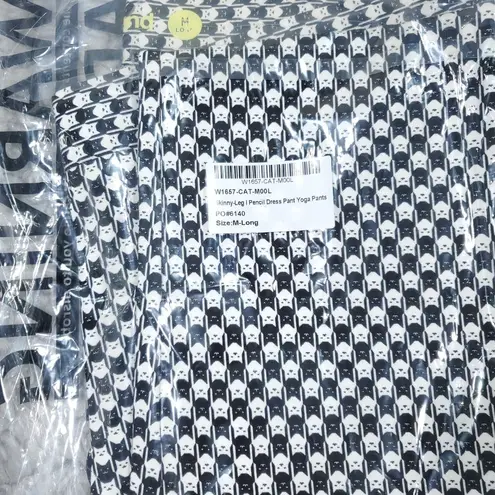 Betabrand Medium Long Skinny Leg Pencil Dress Pants Yoga Catstooth Black White