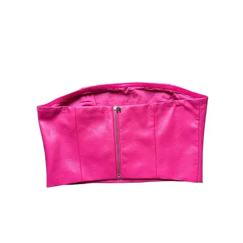 ROTATE Emili Logo Embossed Strapless Cropped Top US Size 8 in Fuschia Purple Pink