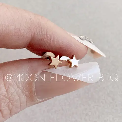 Tiny Rose Gold Star Flat Back Earrings Pink
