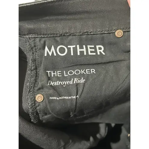 Mother The Looker Destroyed Ride Straight Ankle Black Jeans Women's Size 25