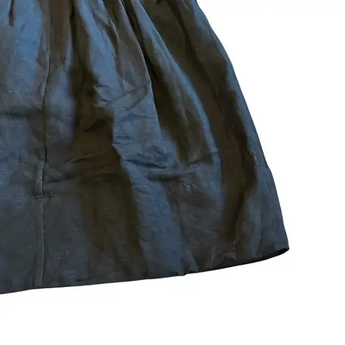 Hunter Bell Andie Linen Blend Dress Black Onyx Puff Sleeve Size 6 Women's