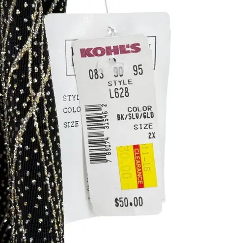 Ronni Nicole By Ouida Top Women 2XL Blouse Black Gold Silver Sparkle NWT Size 2X