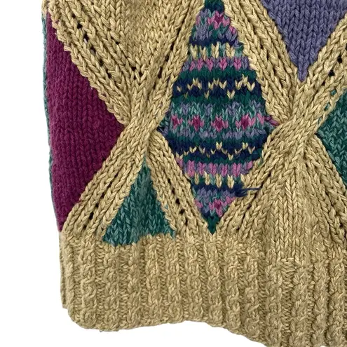 Vintage Cottagecore Grandma Knit Vest Robert Scott Knitted By Hand Linen Cotton Size XL