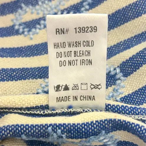 Tuckernuck Ivory Blue Stripe Mini Sullivan Embroidered Canvas Caftan Tunic Small - Image 10