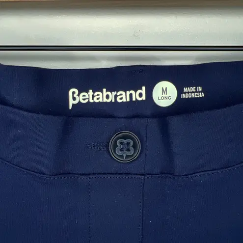 Betabrand Straight-Leg Two-Pocket Dress Pant Yoga Pants Navy Size Medium Long