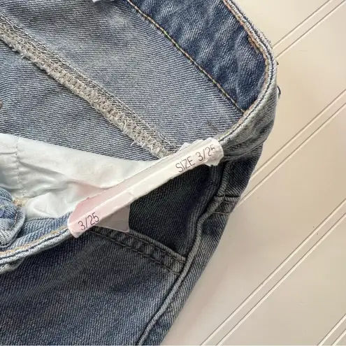 Happily Grey Crossover Waist Denim Maxi Skirt Raw Hem Split Casual Size 3/25 Blue - Image 7