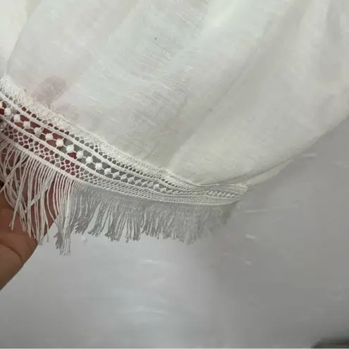 Verandah White Cotton Boho Swimsuit Coverup Womens OS Beachy Embroidered Dress Size M