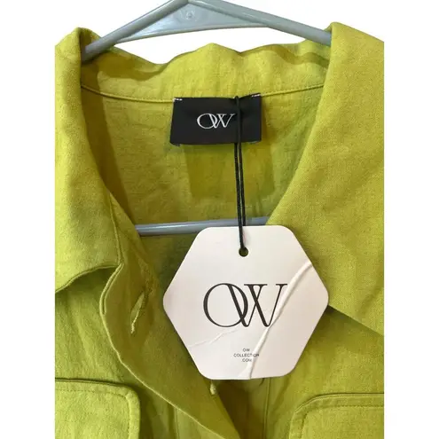 OW Collection Mira Boxy Vest & Pleats Skirt Set Moss Womens Size Small Green