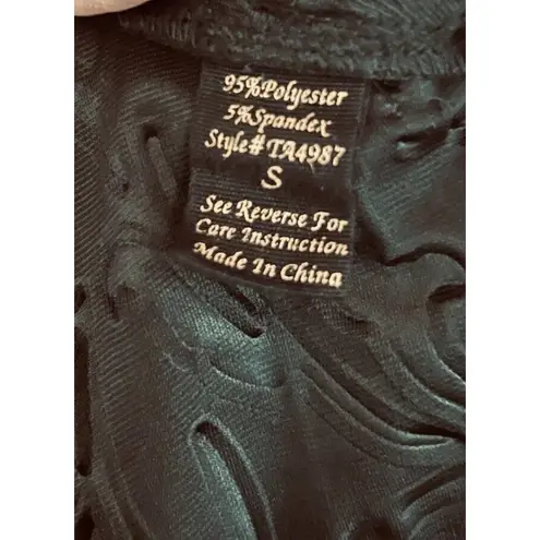 Mine Mini Skirt Womens S Black Faux Satin Flowy W/ Embossed Pattern Preppy