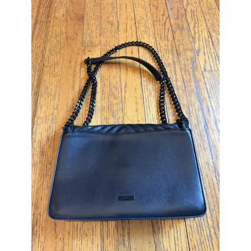 ALDO  Shoulder Bag Womens Black Chevron Quilted Chain Crossbody Faux Leather