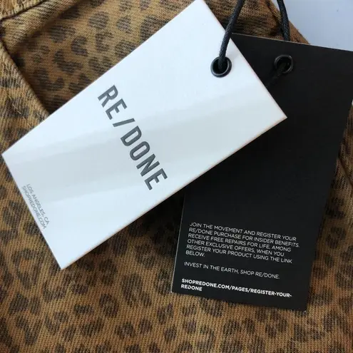 RE/DONE Womens Jeans Cotton Leopard Pattern Button Fly High Rise Brown 25