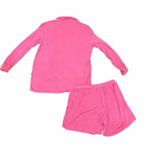 💗 Kickee Pants Women’s Collared Pajama Set 🌸 Short Sleeve + Shorts | Pink Size L Size L