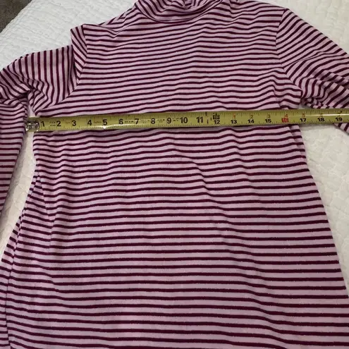 White Stag Pink Burgundy Stripe Turtleneck Top L | Cozy Sparkle Christmas Look