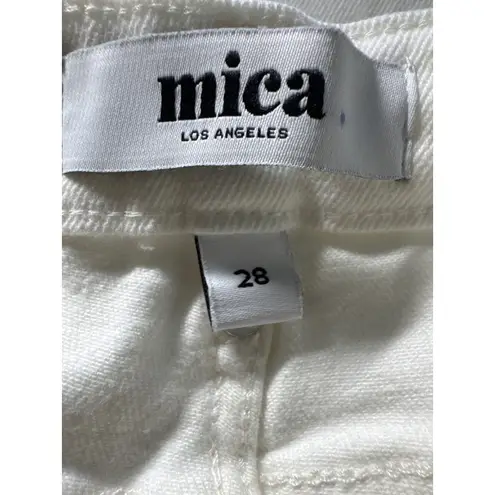 Mica Los Angeles White Wide Leg Crop Jeans Size 28 Raw Hem Cropped
