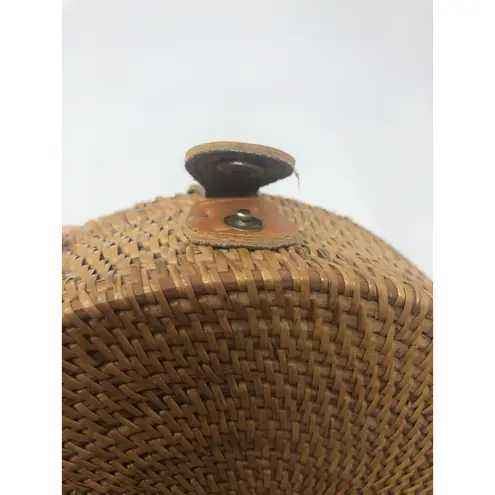 Round Wicker Straw Rattan Bag Women's Hand Woven Shoulder Purse