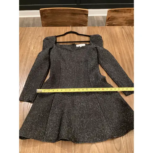 Elliatt  Mallory Long Sleeve sweet heart neck line Mini Dress Black Shimmer L