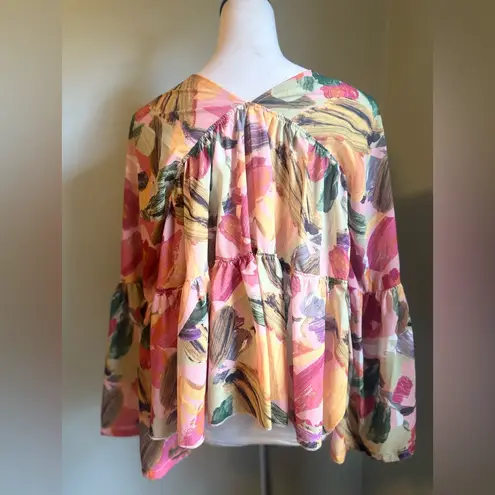 Goodnight Macaroon Multicolor boho flowy fall top small pink green fairy cottage - Image 2