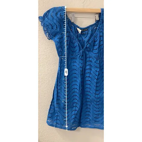 La Blanca  BY ROD BEATTIE Blue BOHO MINI DRESS COVER UP WOMENS Small
