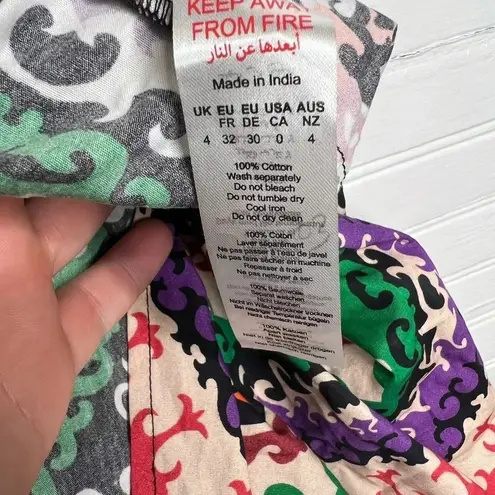 Nasty Gal  Boho Print Scallop Trim Cutout Maxi Dress Size 0 Multicolor UK 4