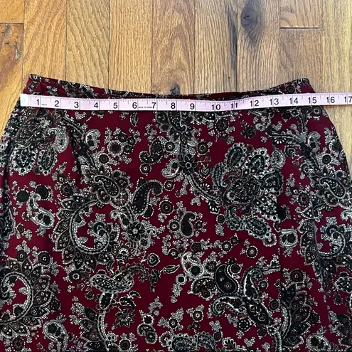 Hunt Club Dark Burgundy Paisley Wrap Skirt