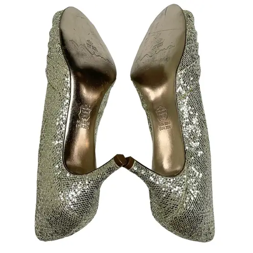 Nina new 𖦹 Sparkly Glittery Peep Toe Kitten Heels 𖦹 Champagne Gold 𖦹 6.5M 𖦹