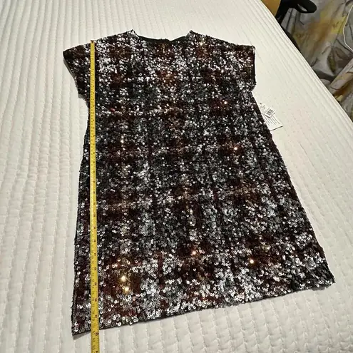 Aidan Mattox Women's Multi Color Sequin Shift Party Dress Sz 8 Black Copper Etc