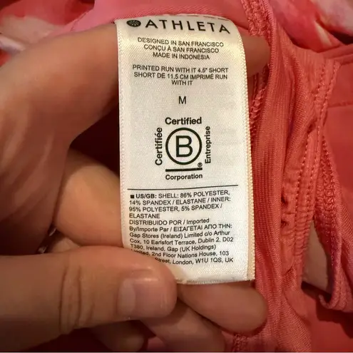 Athleta  Run With It 4.5” Shorts Women’s Size‎ Medium Pink Print Athletic Running