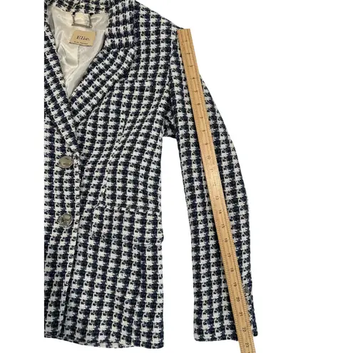 Elie Tahari Ellie Tahari Vintage Woven Houndstooth Double Breasted Blazer Size S Navy White