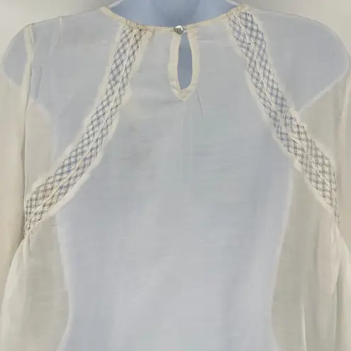 Versona Boho Top Sz Large Embroidered Festival Sheer Lace Cottage Hippie Lace