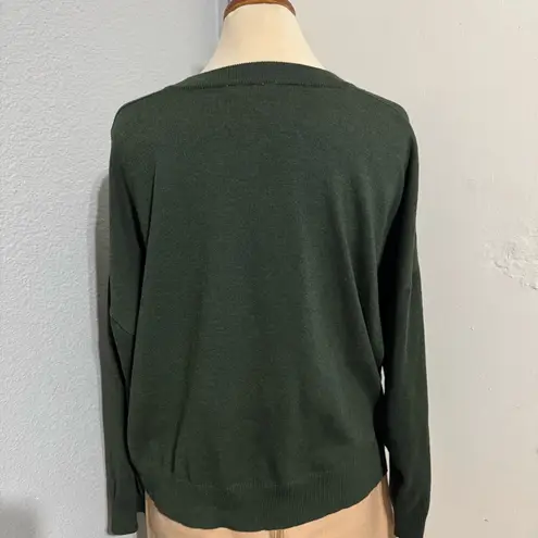 Time and Tru Women Dark Green B Crewneck Long Sleeve Sweater Size XXL Tan