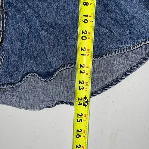 Zana Di Vintage Denim Button Down Black Sheer Long Sleeve Blouse