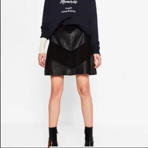 ZARA  Vegan Faux Suede/leather Mini Skirt Black Medium
