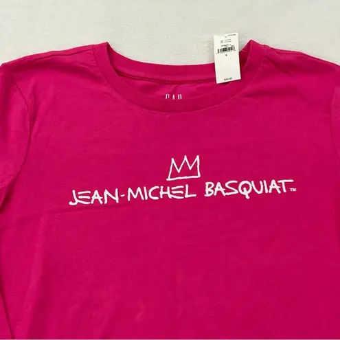 Gap  Shrunken T Jean-Michel Basquiat Spell Out Hot Pink Crop L/S Shirt Womens S