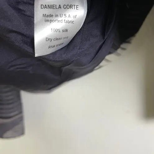 Daniela Corte Silk Blazer Jacket Womens 38 Purple Floral Striped Metallic Career