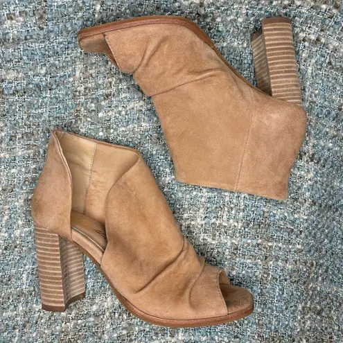 42 Gold Womens Loyalty Peep Toe Bootie in Neutral Suede Tan Size 8.5