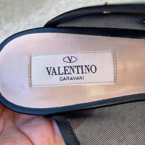 Valentino Garavani Valentino Rockstud shining mesh studded mules slide sandal size IT 37.5 NIB