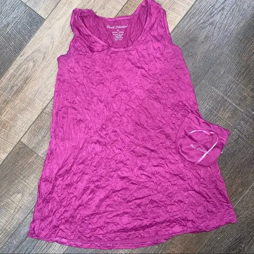 Pleats Collection Magenta Sleeveless Top Small