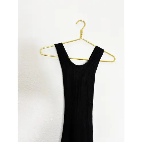 AYR The Vava Black Ribb Midi Dress Size XS Criss Cross Back Stretch Quiet Luxury